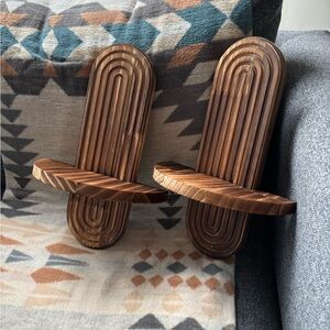 NEW Set of 2 Wooden Wall Floating Shelf Pair - Dark Brown